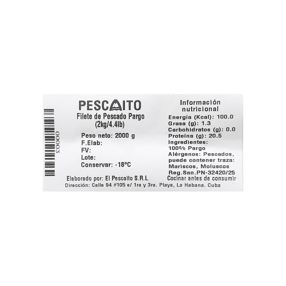 Filete de pescado pargo Pescaito (2 kg / 4.4 lb) - Miniatura 4