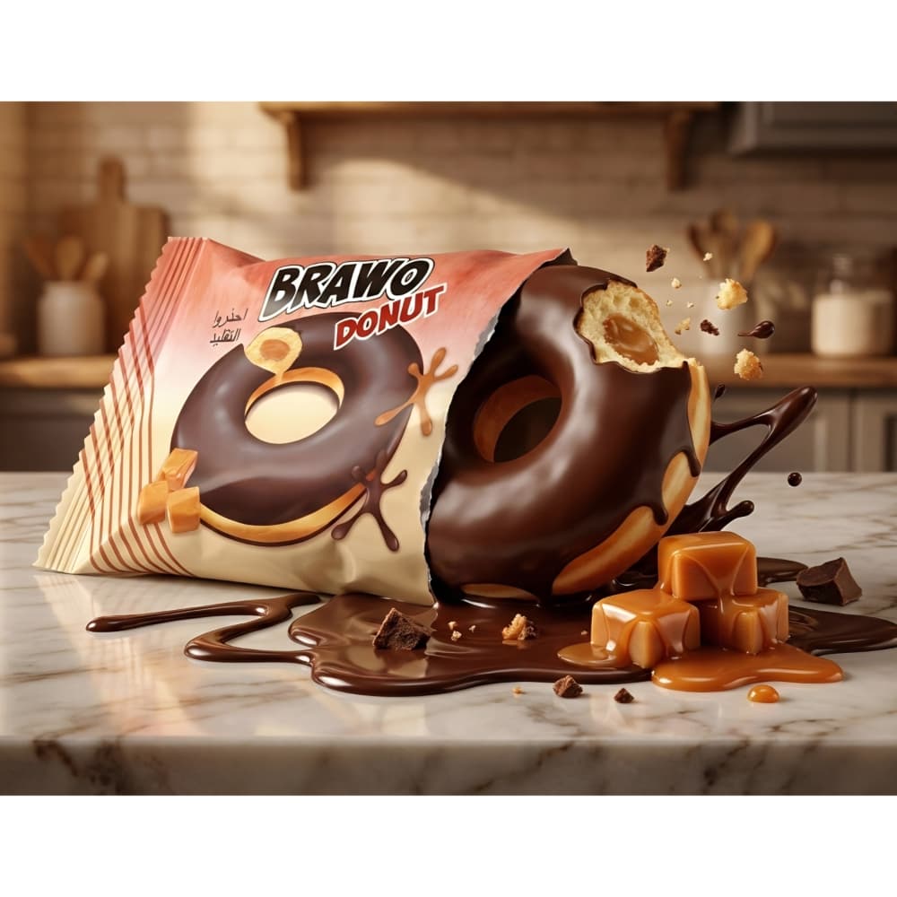 Dona con relleno de caramelo y cobertura de chocolate Brawo (40 g / 1.41 oz) - Miniatura 4