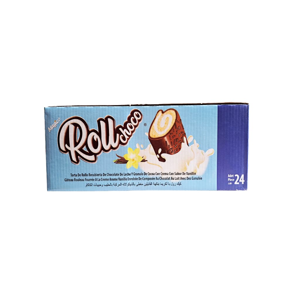Rollo de pastel de crema y cacao con sabor a vainilla, recubierto de gránulos de chocolate con leche Rollchoco (960 g / 2.11 lb) - Miniatura 2