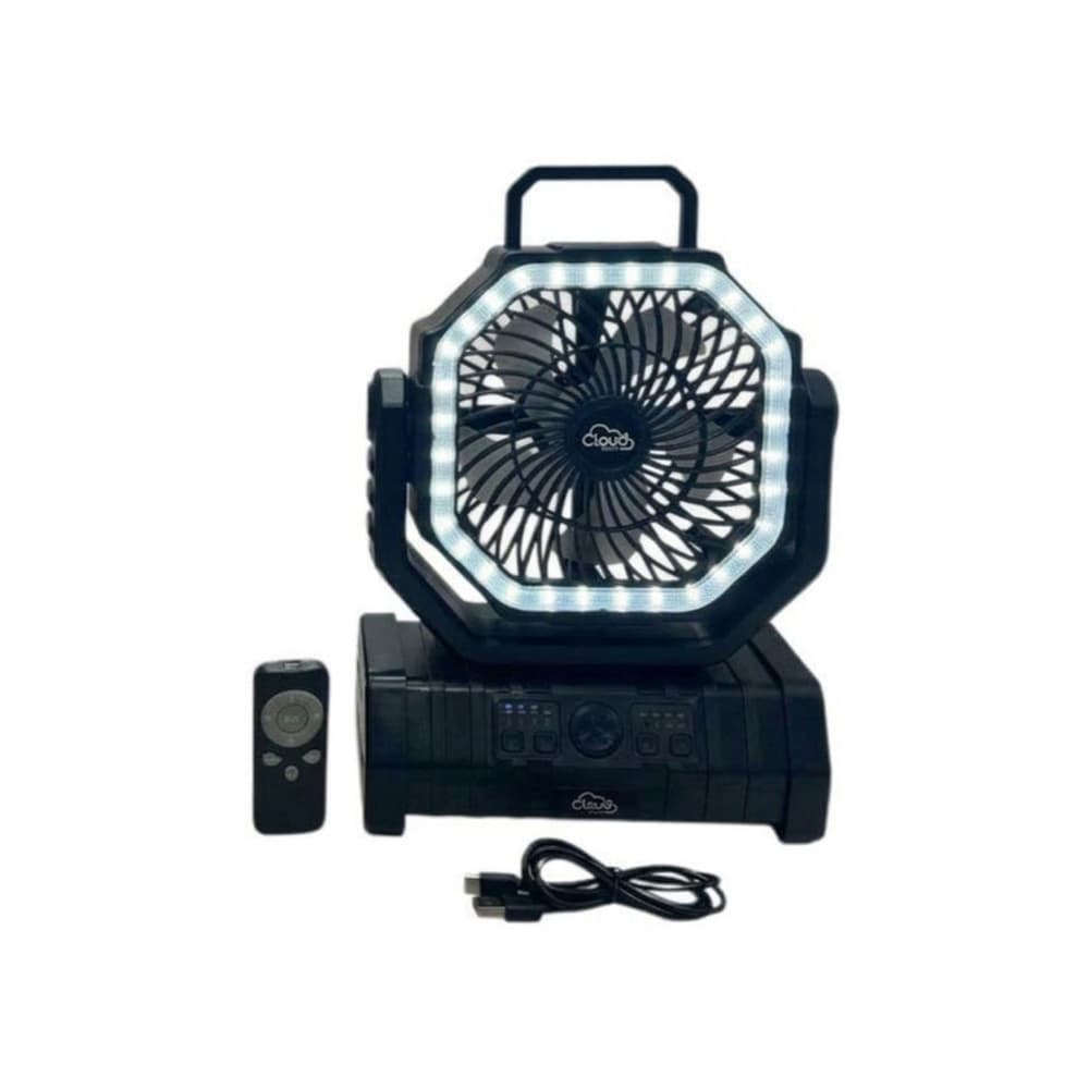 Ventilador recargable color negro con luz LED F6 CEPFWS-B Cloud - Miniatura 1