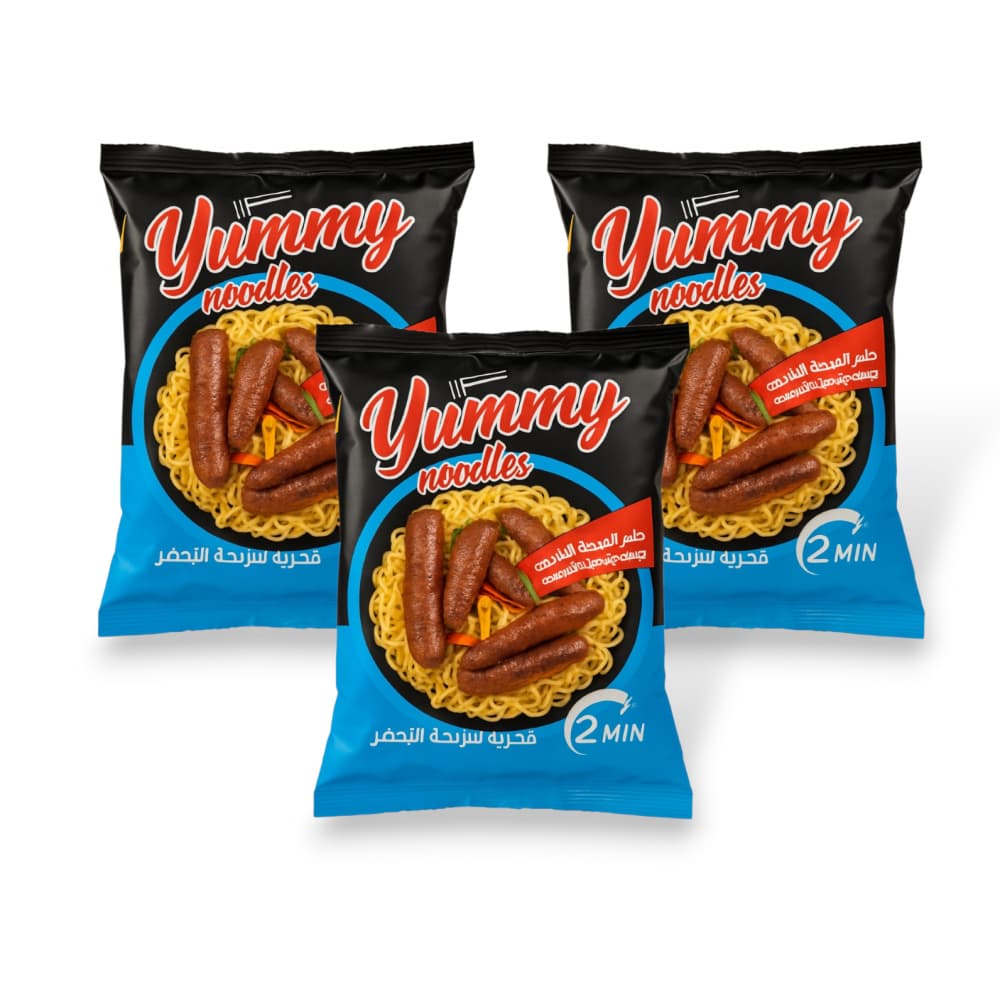 Sopa instantánea sabor a salchicha Yummy Noodles (3 x 70 g / 2.46 oz) - Imagen 1