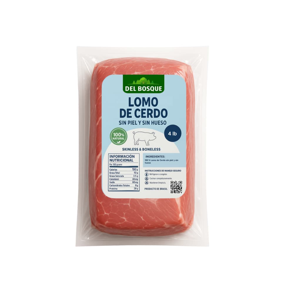 Lomo de cerdo sin piel y sin hueso Del Bosque (1.82 kg / 4 lb) - Imagen 1
