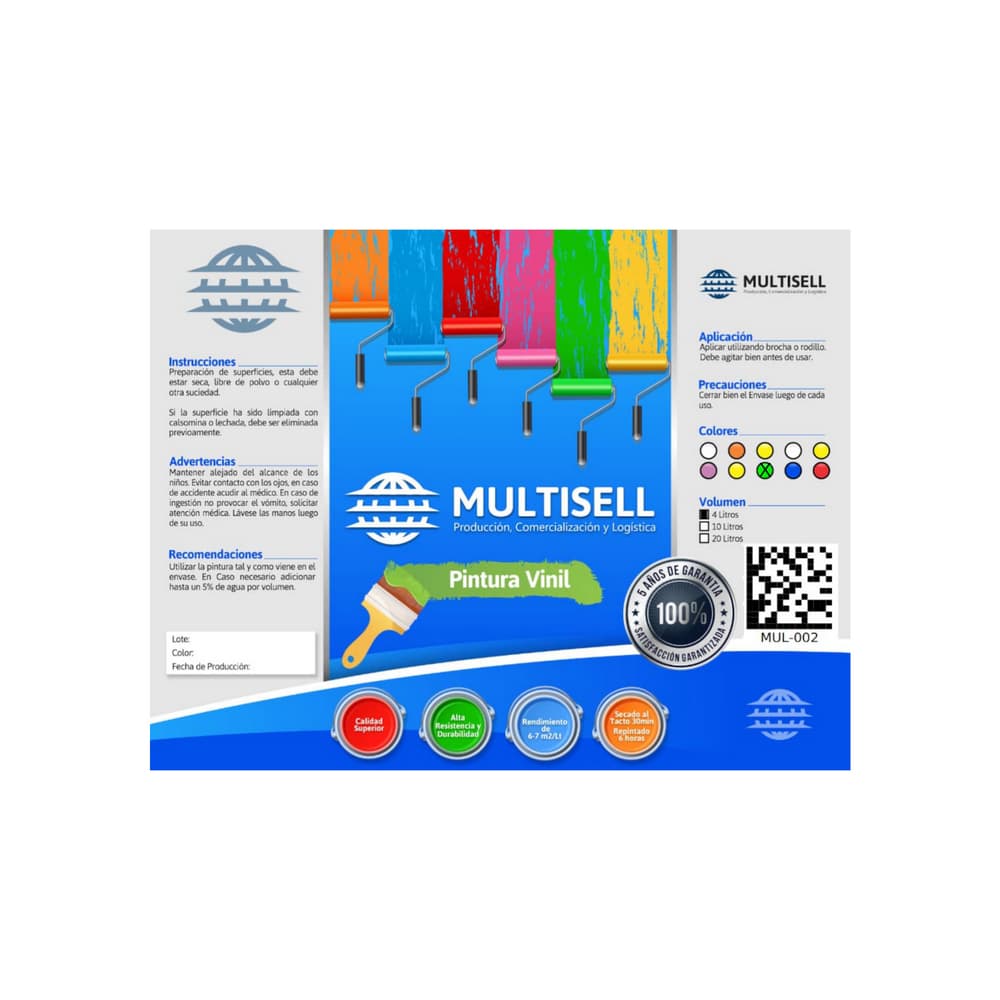 Pintura vinil color verde claro Multisell (4 L) - Miniatura 5