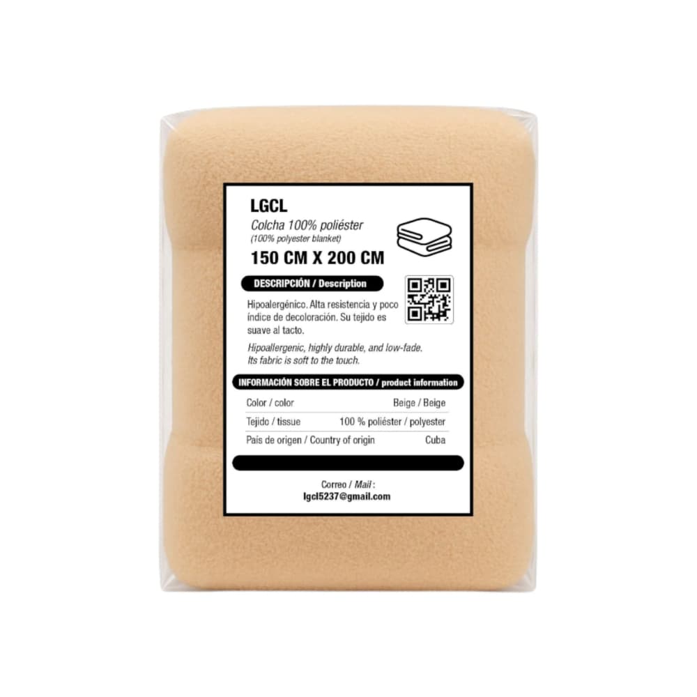 Colcha 100 % poliéster color beige 150 cm x 200 cm LGCL - Miniatura 3