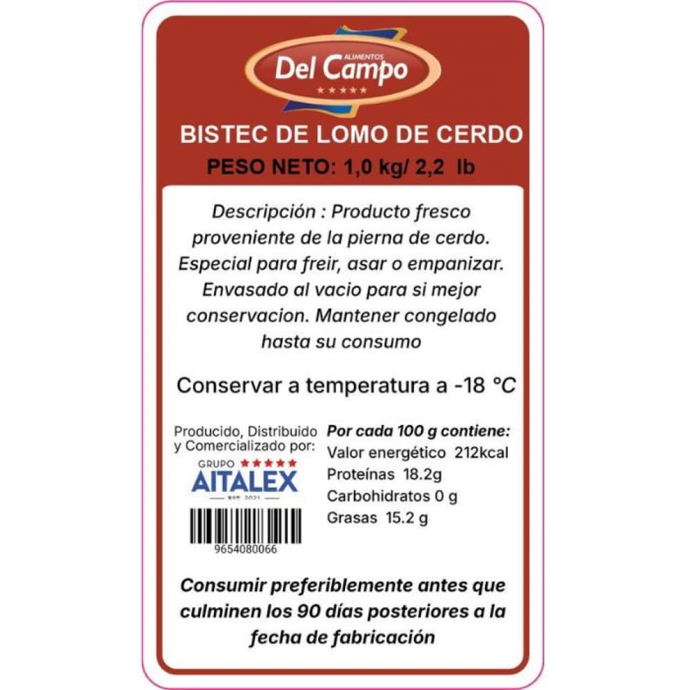 Bistec de Lomo de cerdo Alimentos del Campo (1 kg / 2.2 lb) - Miniatura 4