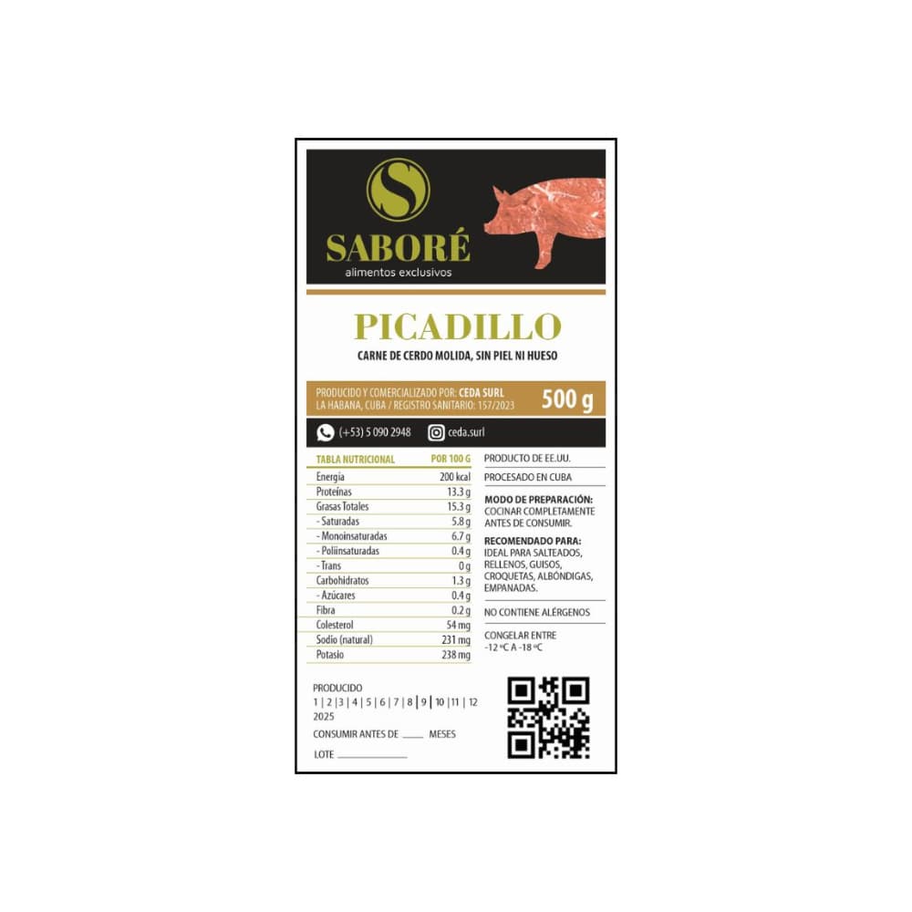 Picadillo de cerdo Saboré (500 g / 1.10 lb) - Miniatura 3