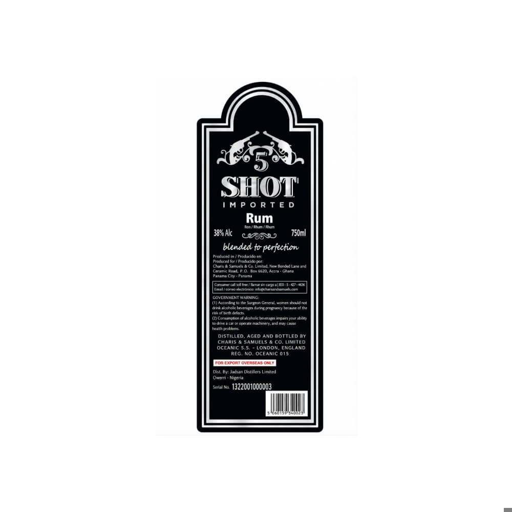 Ron 5 Shot (750 ml) - Miniatura 3