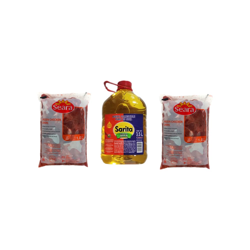 Aceite puro de soya Sarita (3.5 L) + Hígado de pollo Seara (2 x 1 kg / 2.20 lb) - Imagen 1