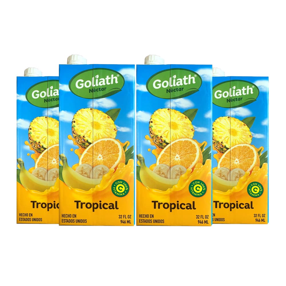 Jugo sabor tropical coctel Goliath (4 x 946 ml / 32 fl oz) - Imagen 1