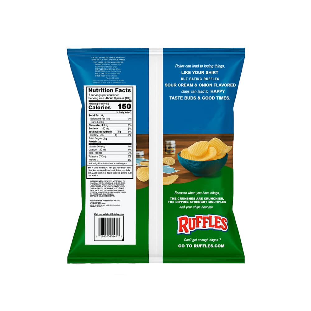 Patatas fritas sabor a crema agría y cebolla Ruffles (184.2 g / 6.5 oz) - Miniatura 2