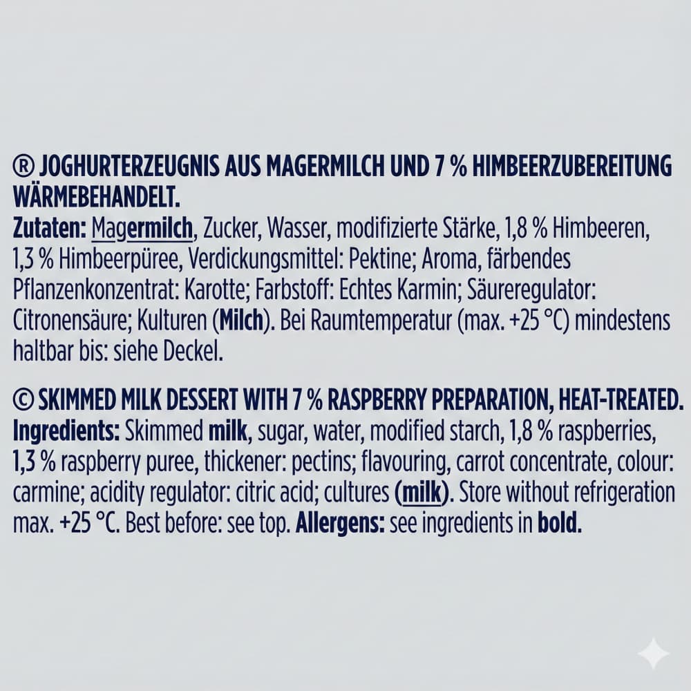 Yogur sabor frambuesa Bauer Fru Fru (100g / 3.53oz) - Miniatura 3