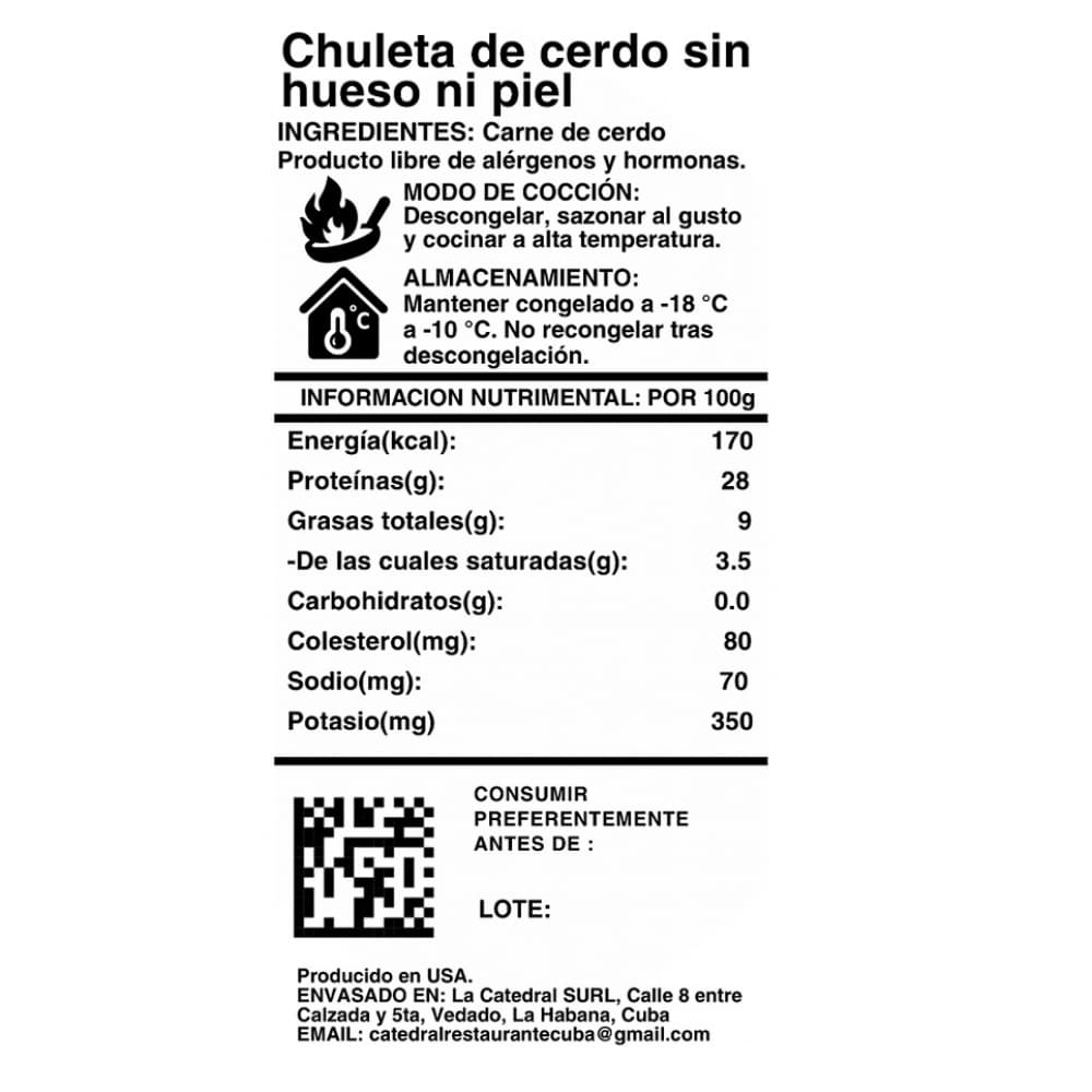 Chuleta de cerdo sin piel y sin hueso AZ Mercado-Familiar (1 kg / 2.2 lb) - Miniatura 3