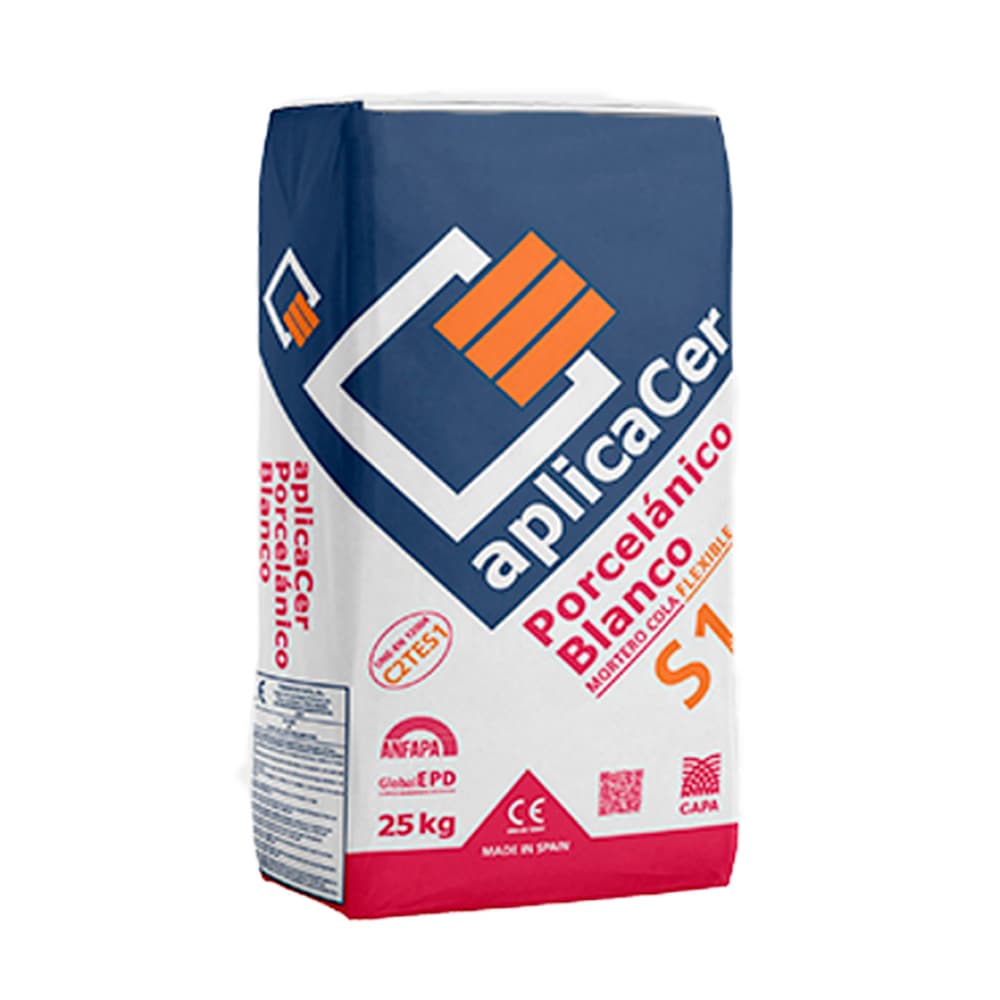 Mortero cola porcelánico C2TE S1 para interiores y exteriores Aplicacer (25 kg / 55.11 lb) - Miniatura 2