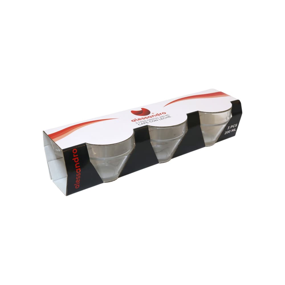 Juego de tazas de cristal café con leche de 200 ml Alessandro (3 U) - Miniatura 3