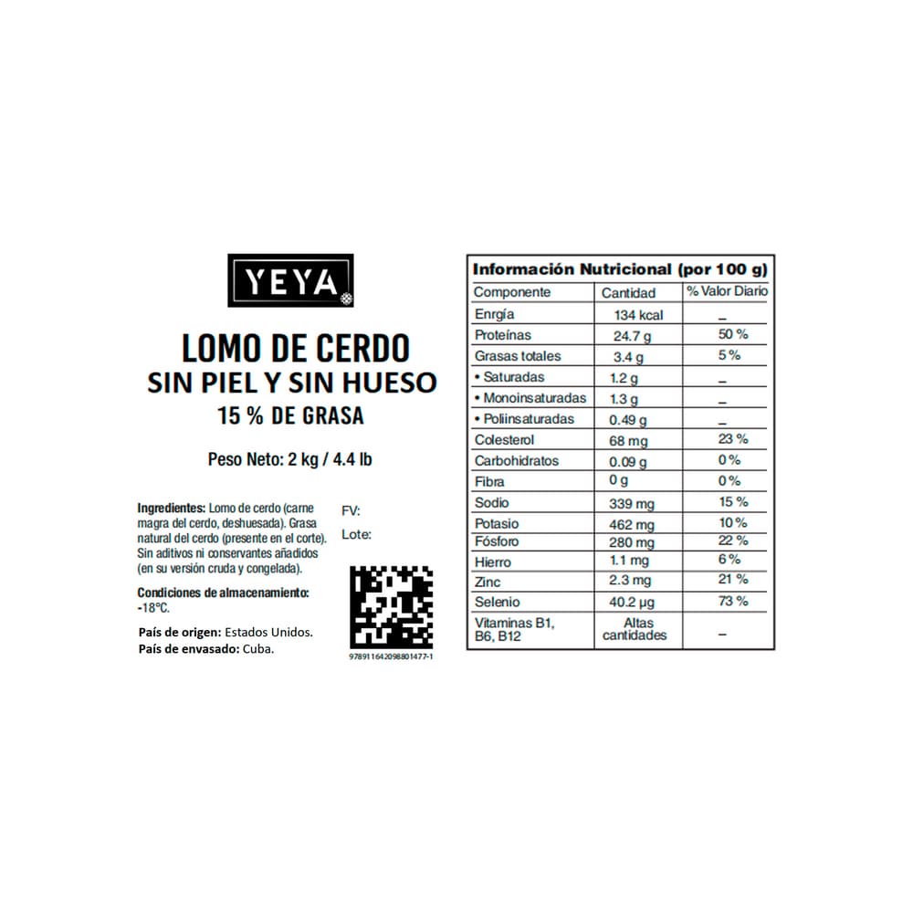 Lomo de cerdo sin piel y sin hueso YEYA (2 kg / 4.4 lb) - Miniatura 3