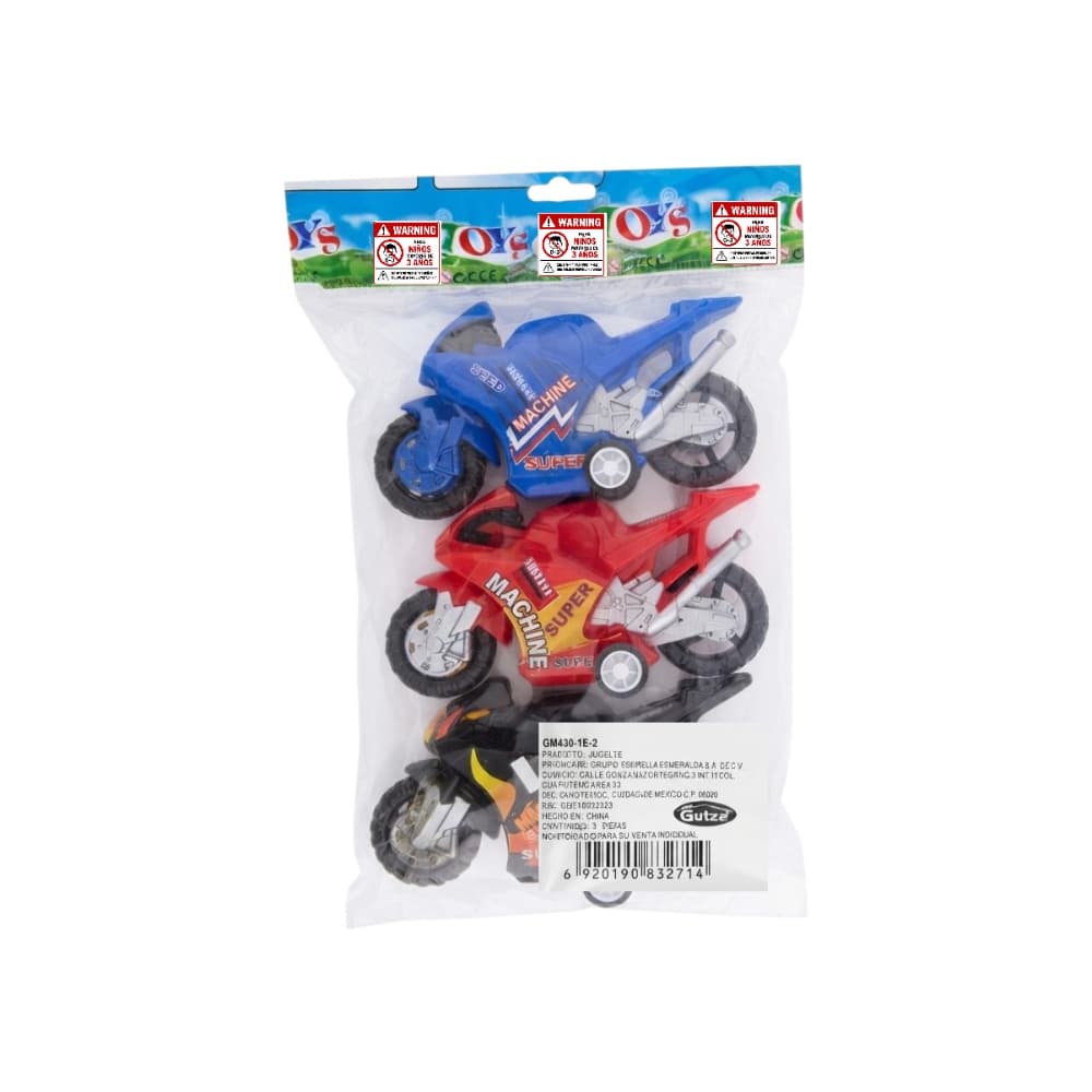 Juego de 3 motocicletas plásticas de fricción Gutza - Miniatura 3