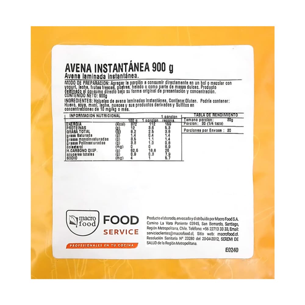 Avena instantánea Macro Food (900 g / 1.9 lb) - Miniatura 3
