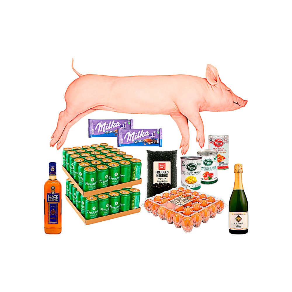 Gran combo navideño con cerdo criollo entero (25 kg / 55 lb) - Imagen 1