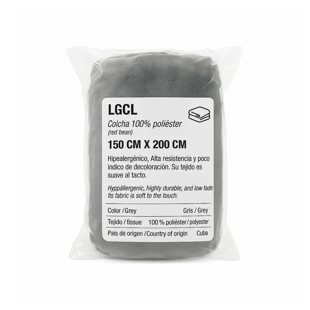 Colcha 100 % poliéster color gris LGCL 150 cm x 200 cm - Miniatura 3