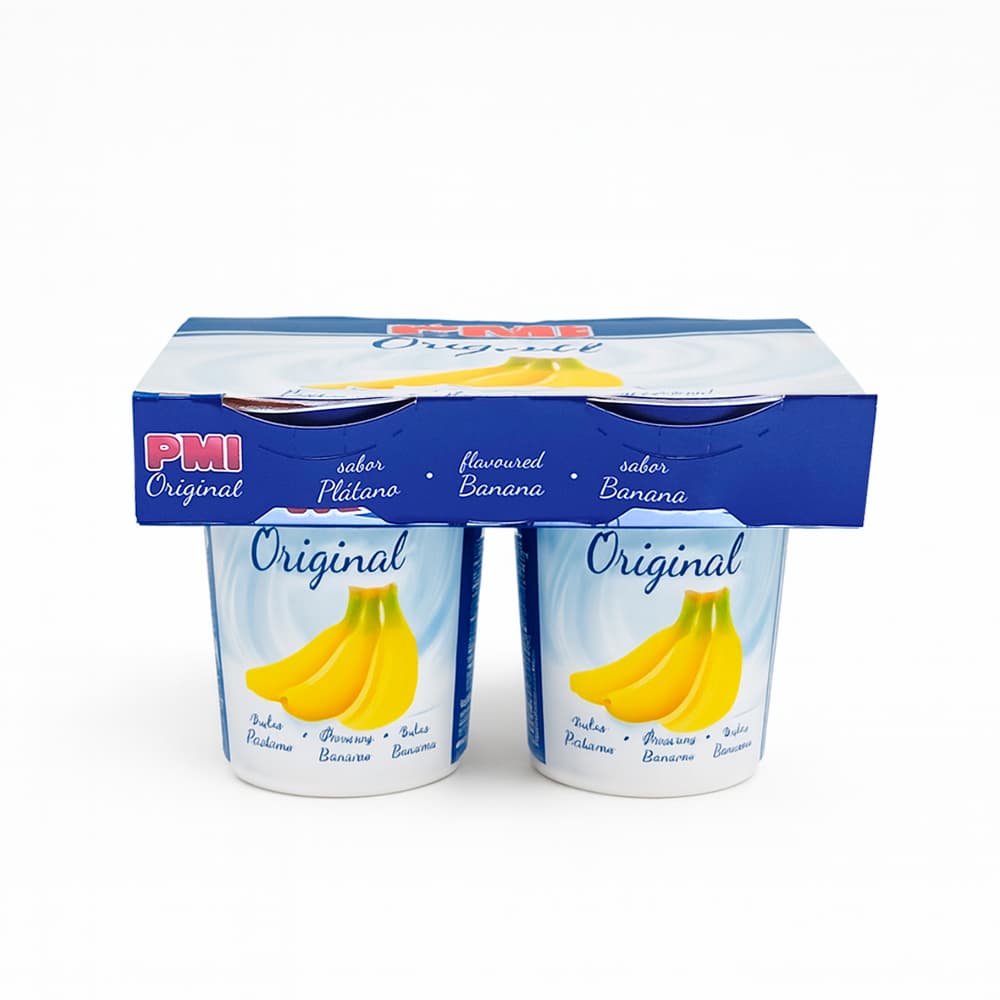 Yogurt sabor plátano Original PMI (4 x 120 g / 4.23 oz) - Imagen 1