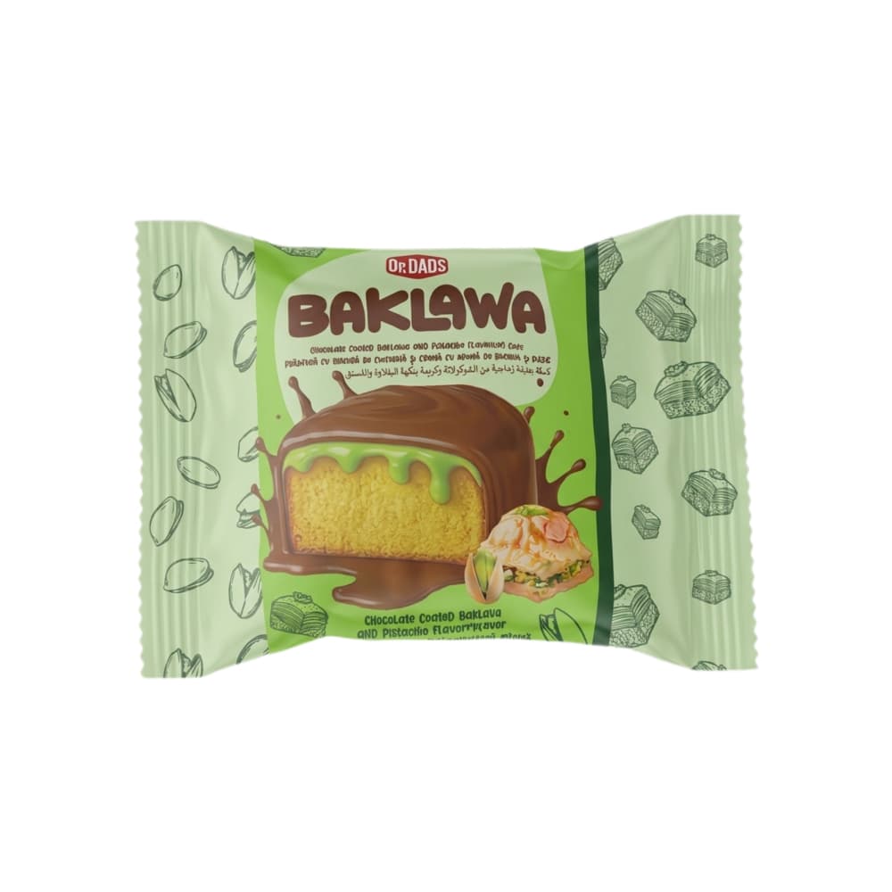 Pastel sabor pistacho cubierto de chocolate Baklawa Dr.Dads (40 g / 1.41 oz) - Miniatura 1