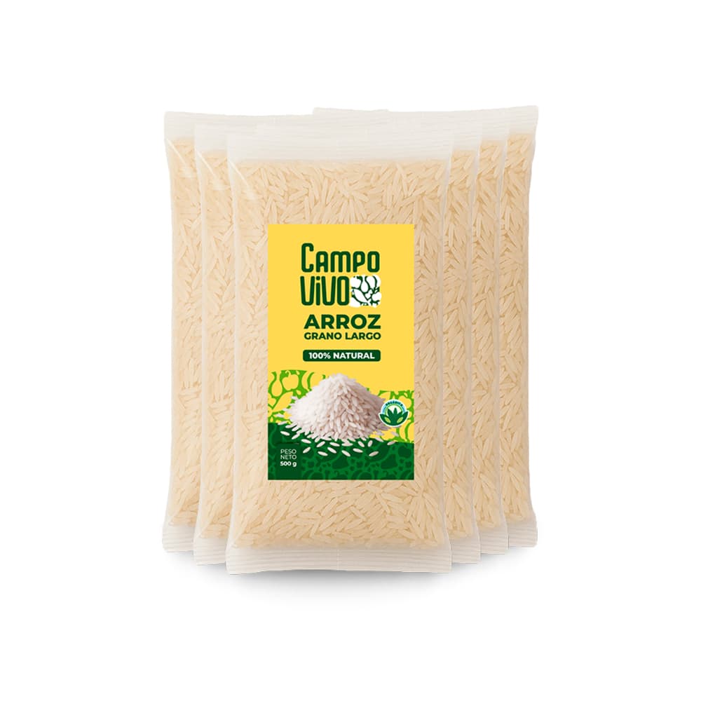 Arroz de grano largo Campo Vivo (6 x 500 g / 1.1 lb) - Imagen 1