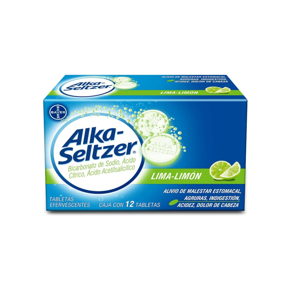 Alka-Seltzer. Bicarbonato de Sodio 1.700 g + Ácido Cítrico 1.000 g + Ácido Acetilsalicílico 0.325 g (12 tabletas) - Miniatura 1