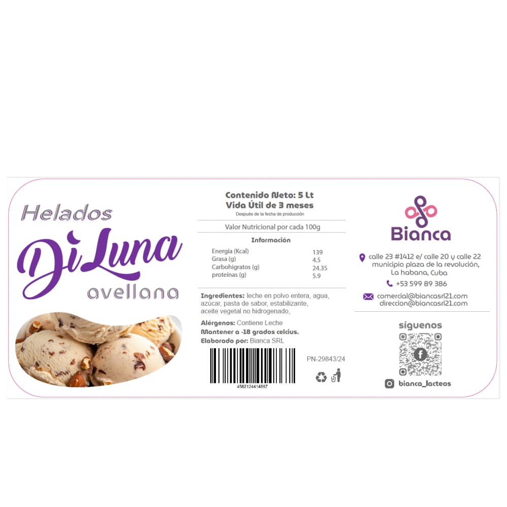 Helado sabor avellana DiLuna (5 L) - Miniatura 2