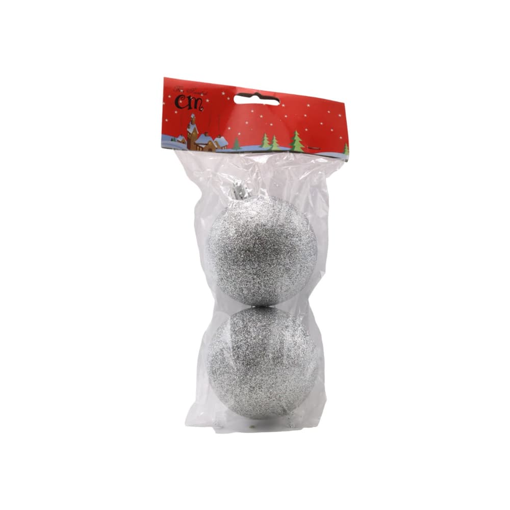 Pack 2 bolas de navidad color plata con purpurina de 7 cm Casa y Menaje - Miniatura 4