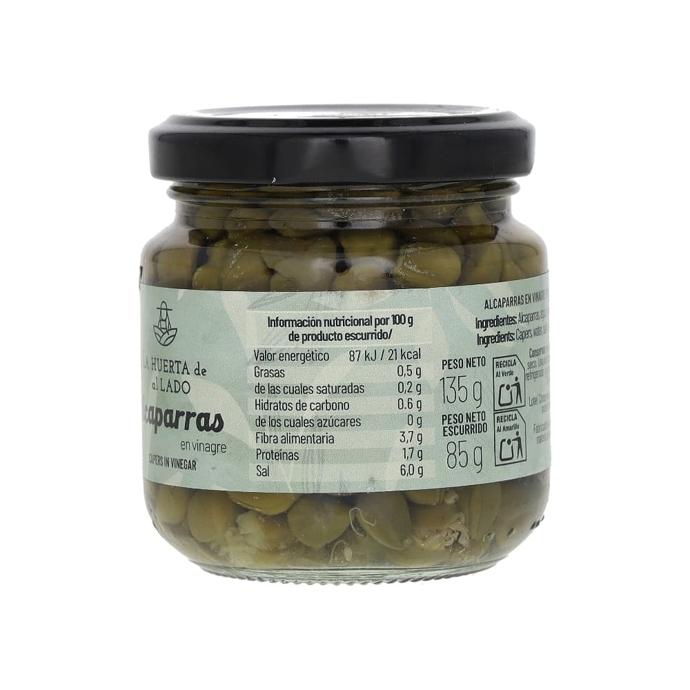 Alcaparras en vinagre primera calidad La Huerta de al Lado (135 g / 4.76 oz) - Miniatura 2