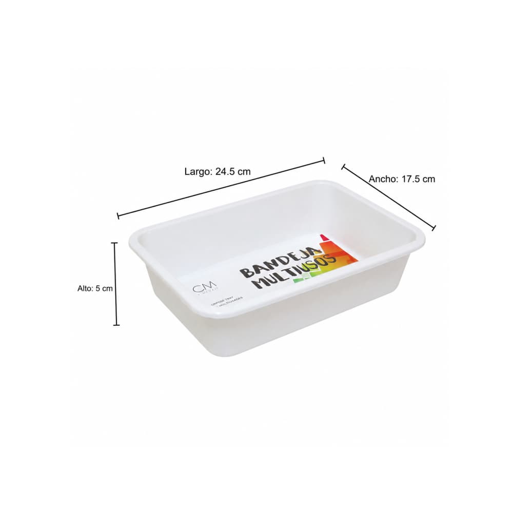 Bandeja de plástico color blanco de 24.5 cm Casa y Menaje - Miniatura 2
