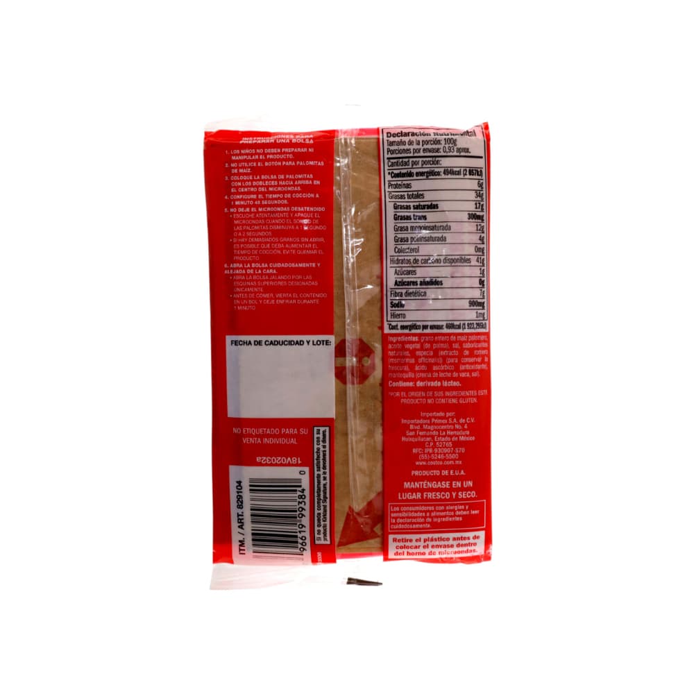 Palomitas de maíz sabor mantequilla para micro-ondas Kirkland (93.5 g / 3.3 oz) - Miniatura 2