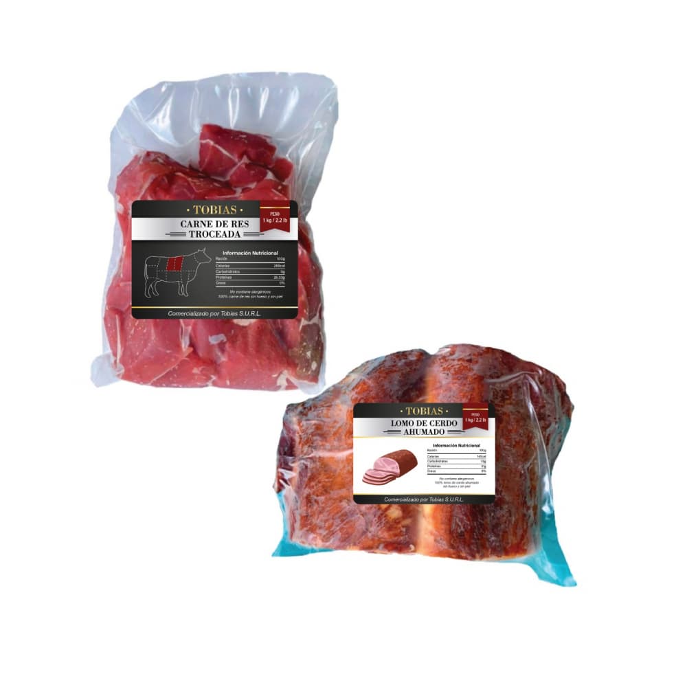 Carne de res troceada + Lomo de cerdo ahumado sin piel y sin hueso - Imagen 1