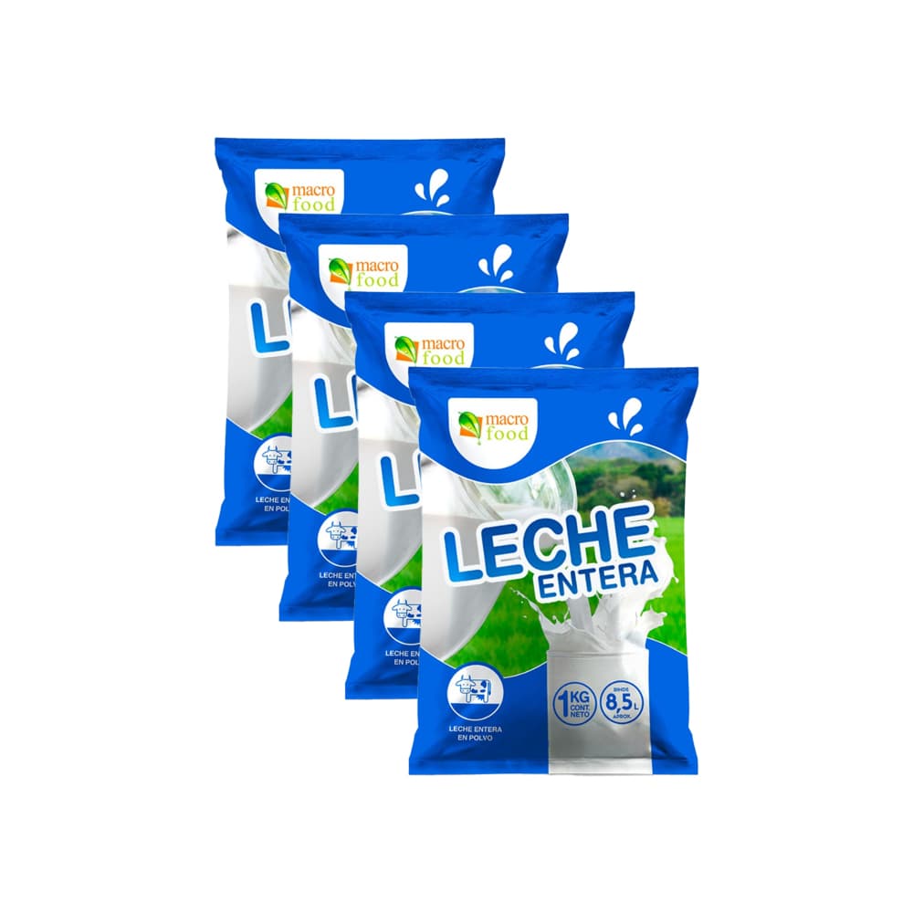 Leche entera en polvo Macro Food (4 x 1 kg / 2.2 lb) - Miniatura 1