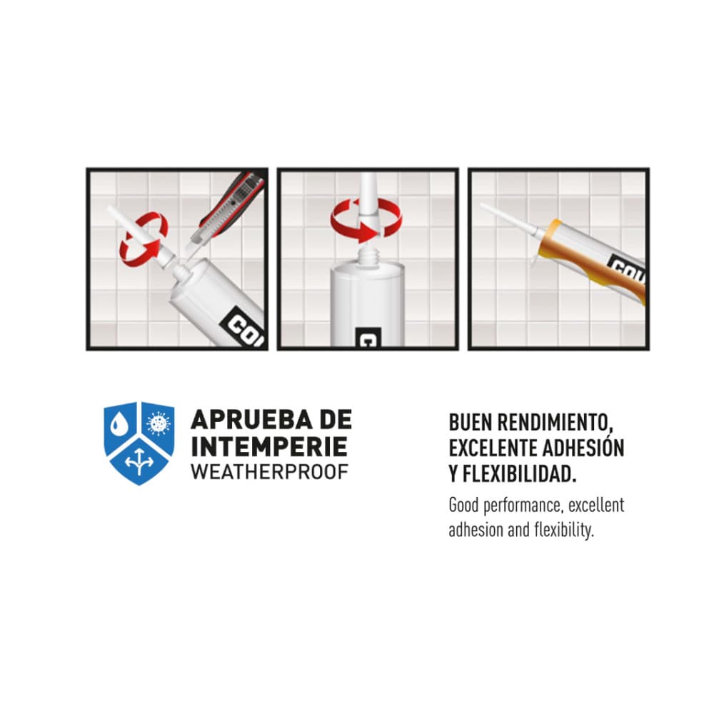 Sellante - silicona - acrílico blanco Covo (300 ml) - Miniatura 3