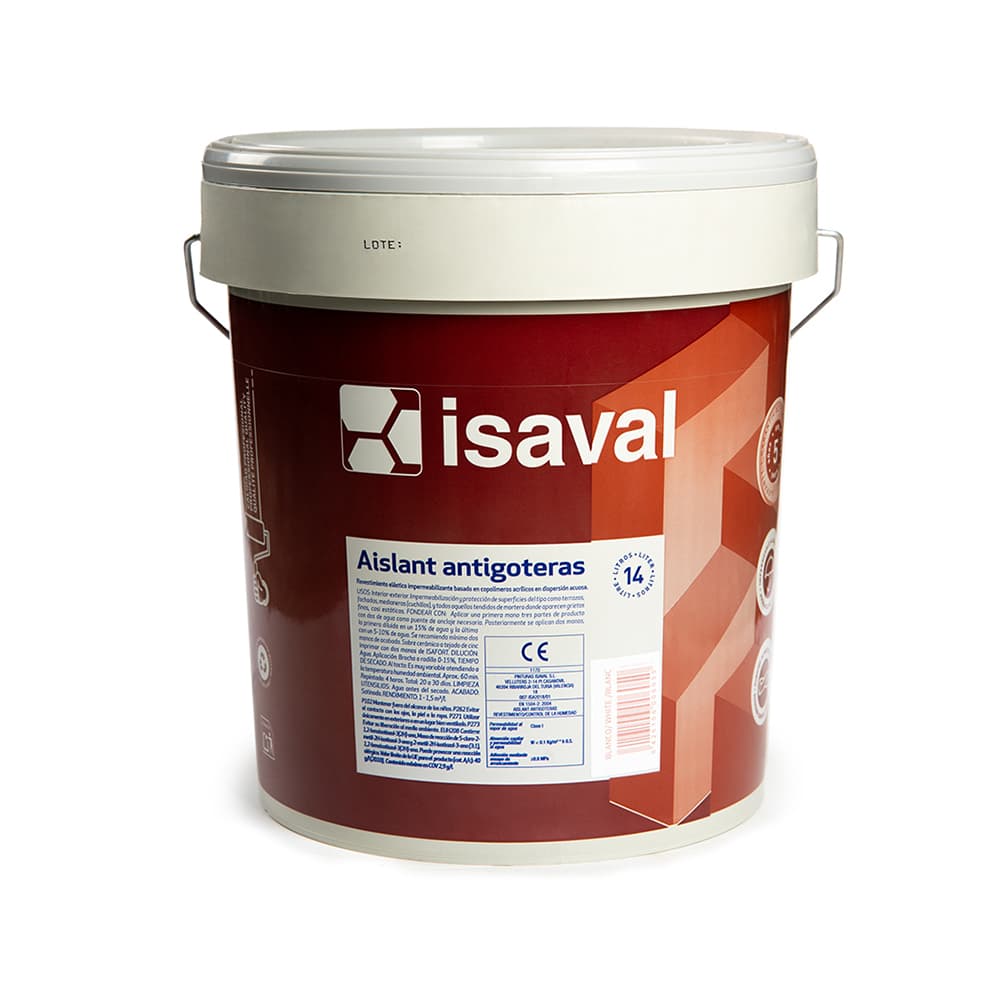 Pintura elástica impermeabilizante color blanco aislante antigoteras Isaval (14 L) - Miniatura 3