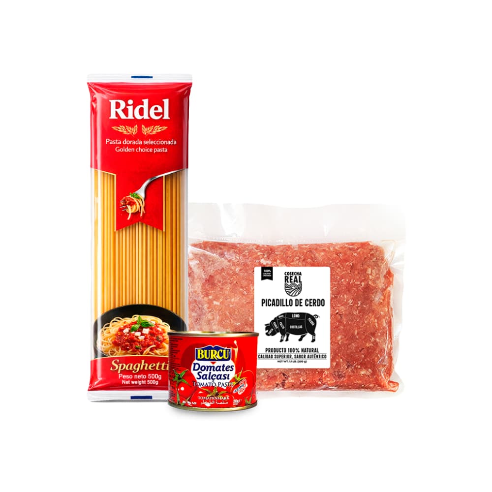 Combo para espaguetis #10: Espaguetis Ridel + Pasta de tomate Burcu + Picadillo de cerdo Cosecha Real - Miniatura 1