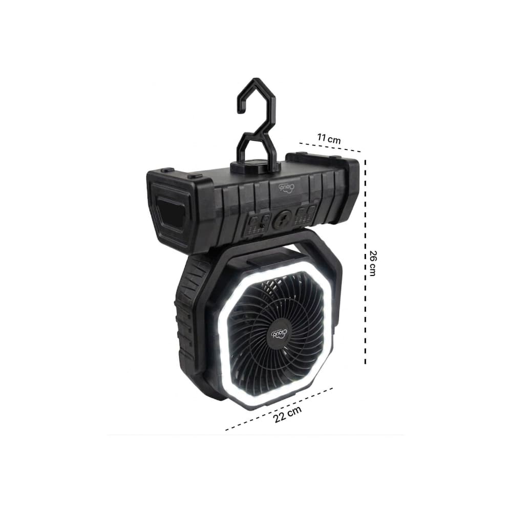 Ventilador recargable color negro con luz LED F6 CEPFWS-B Cloud - Miniatura 2