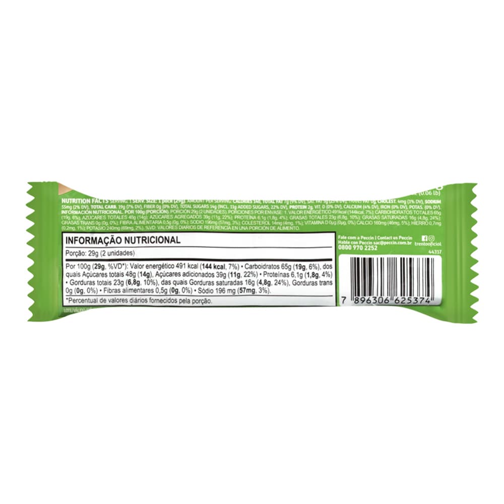 Barquilla rellena sabor torta limón cubierta con chocolate blanco Trento (8 x 29 g / 1.02 oz) - Miniatura 3