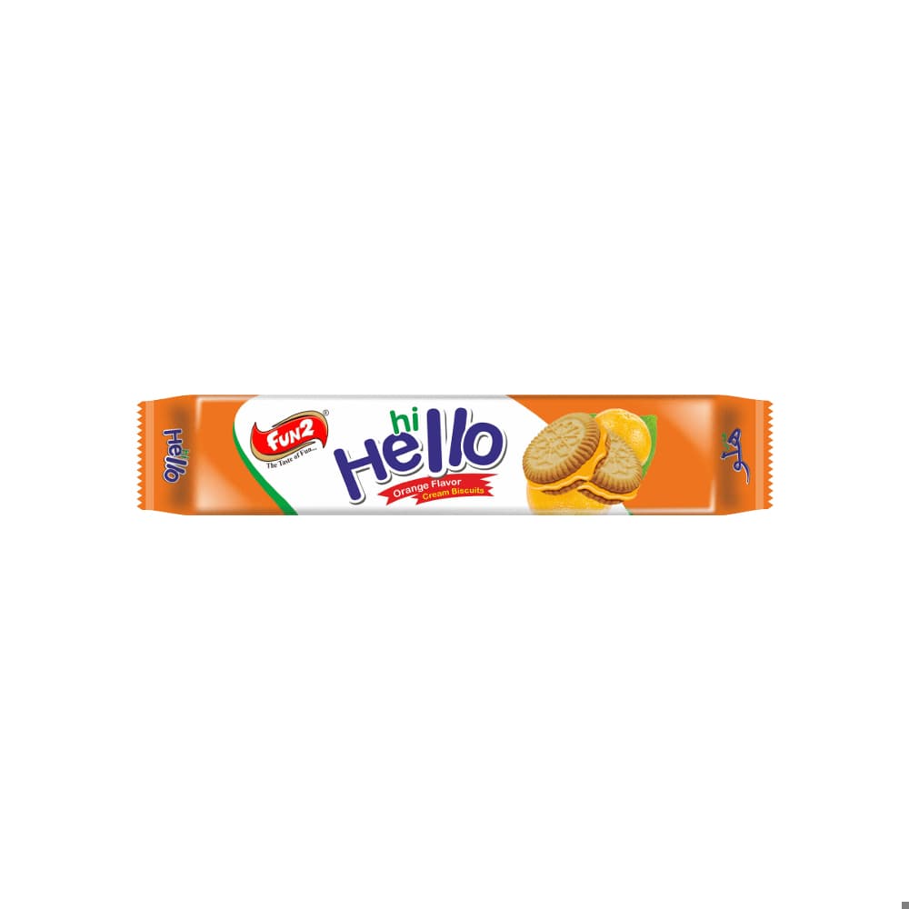 Galletas dulces rellenas con crema sabor naranja Hi Hello Fun2 (55 g / 1.94 oz) - Imagen 1