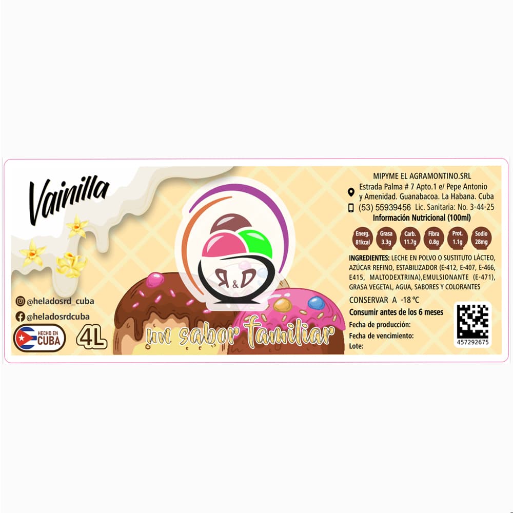 Helado sabor vainilla R&D (4 L) - Miniatura 2