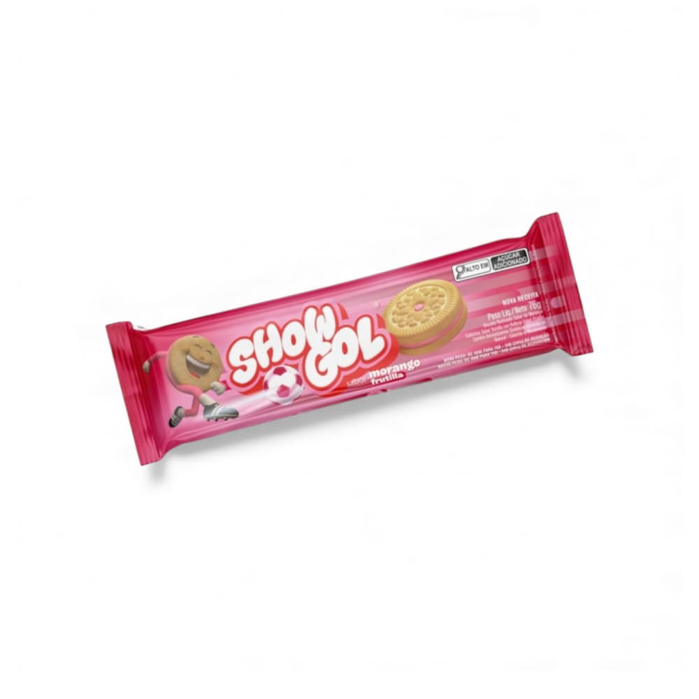 Galletas sabor vainilla rellenas con crema sabor a fresa Show Gol (76 g / 2.68 oz) - Imagen 1