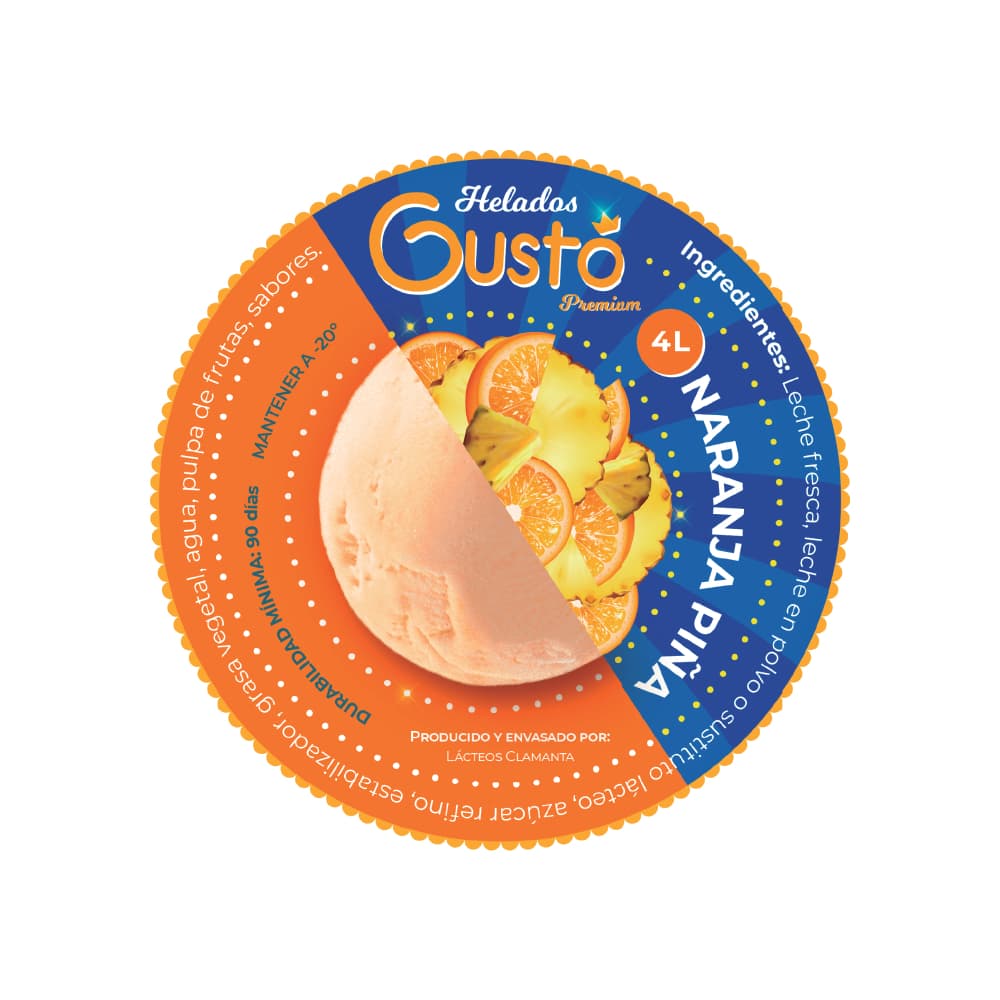 Helado Premium de naranja piña Gustó (4 L) - Miniatura 3