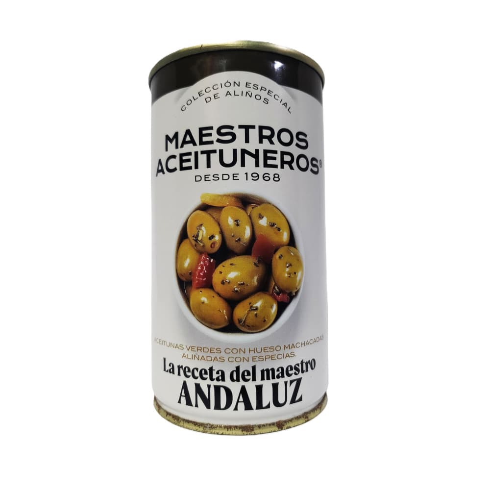 Aceitunas verdes con hueso machacadas con especias Maestro Aceituneros (350 g / 12.35 oz) - Imagen 1