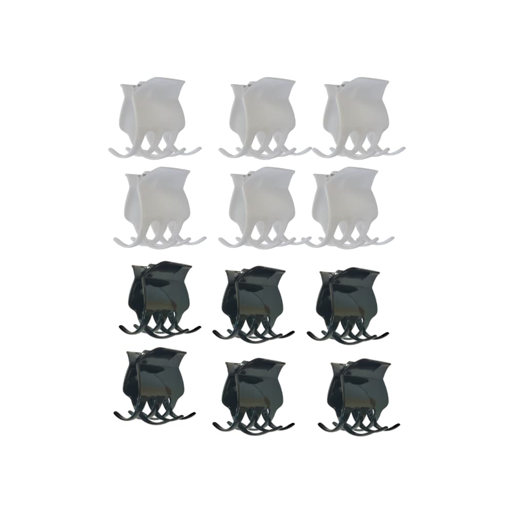 Estuche de ganchos blancos y negros para el cabello Tiara (12 U) - Imagen 1