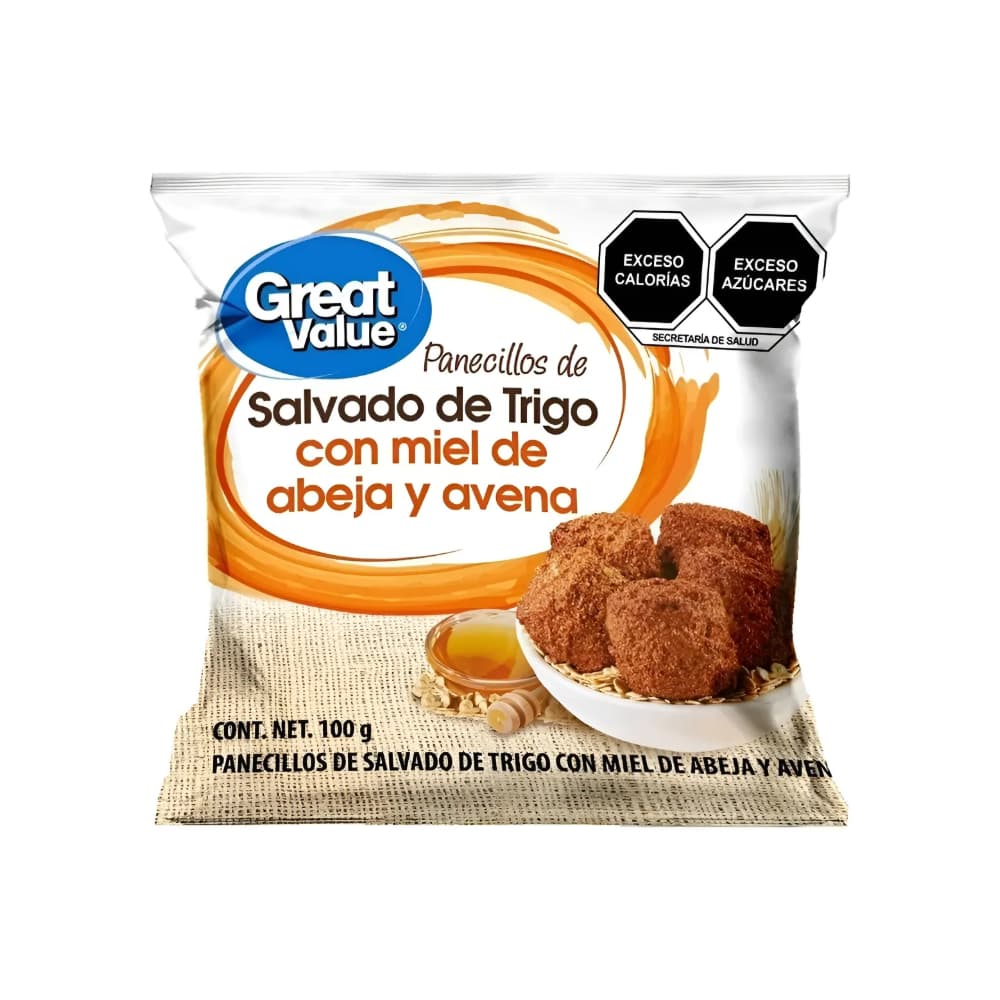 Panecillos de salvado de trigo con miel de abeja y avena Great Value (100 g / 3.53 oz) - Miniatura 1