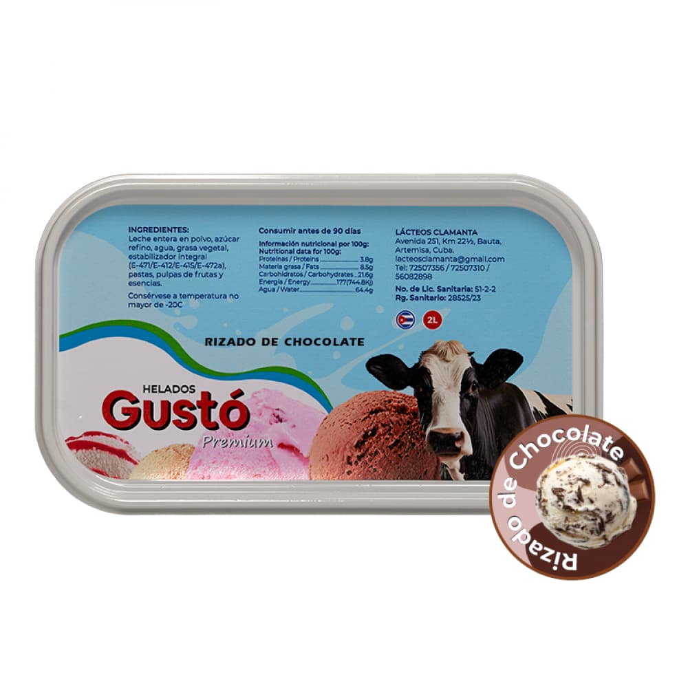 Helado Premium de rizado de chocolate Gustó (2 L) - Miniatura 2