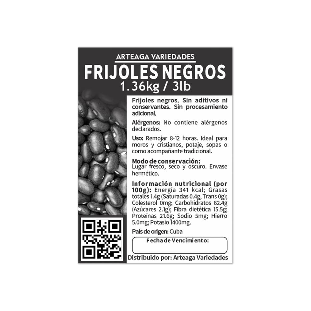 Frijoles negros Arteaga Variedades (1.36 kg / 3 lb) - Miniatura 2
