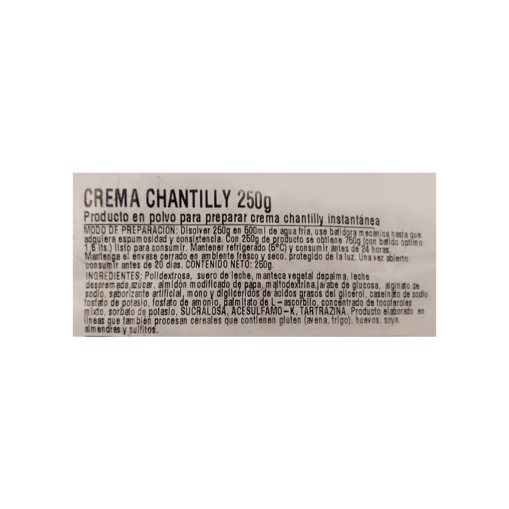Crema chantilly instantánea Macro Food (250 g / 8.8 oz) - Miniatura 2