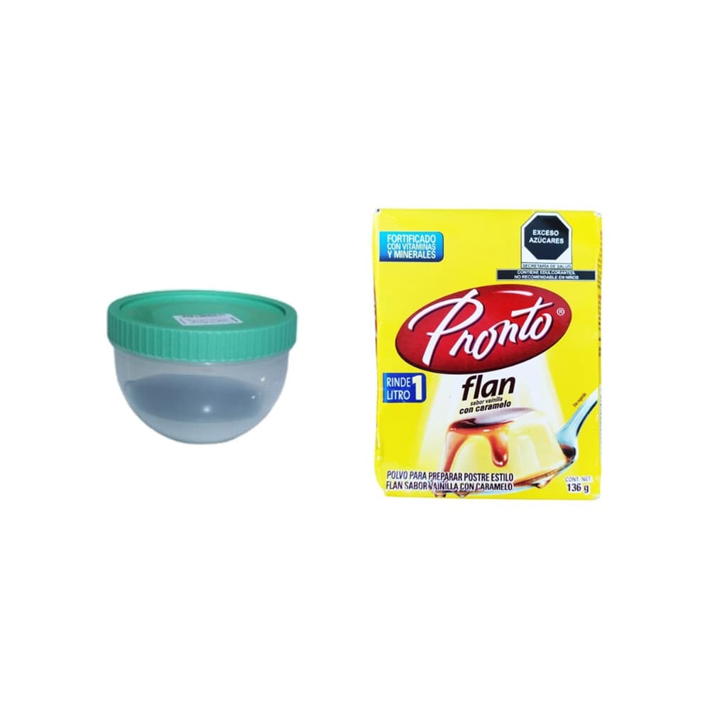 Polvo para preparar flan + Pozuelo de plástico - Imagen 1